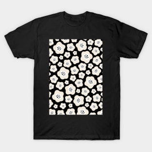 Funky Floral Pattern II in Cream and Black T-Shirt